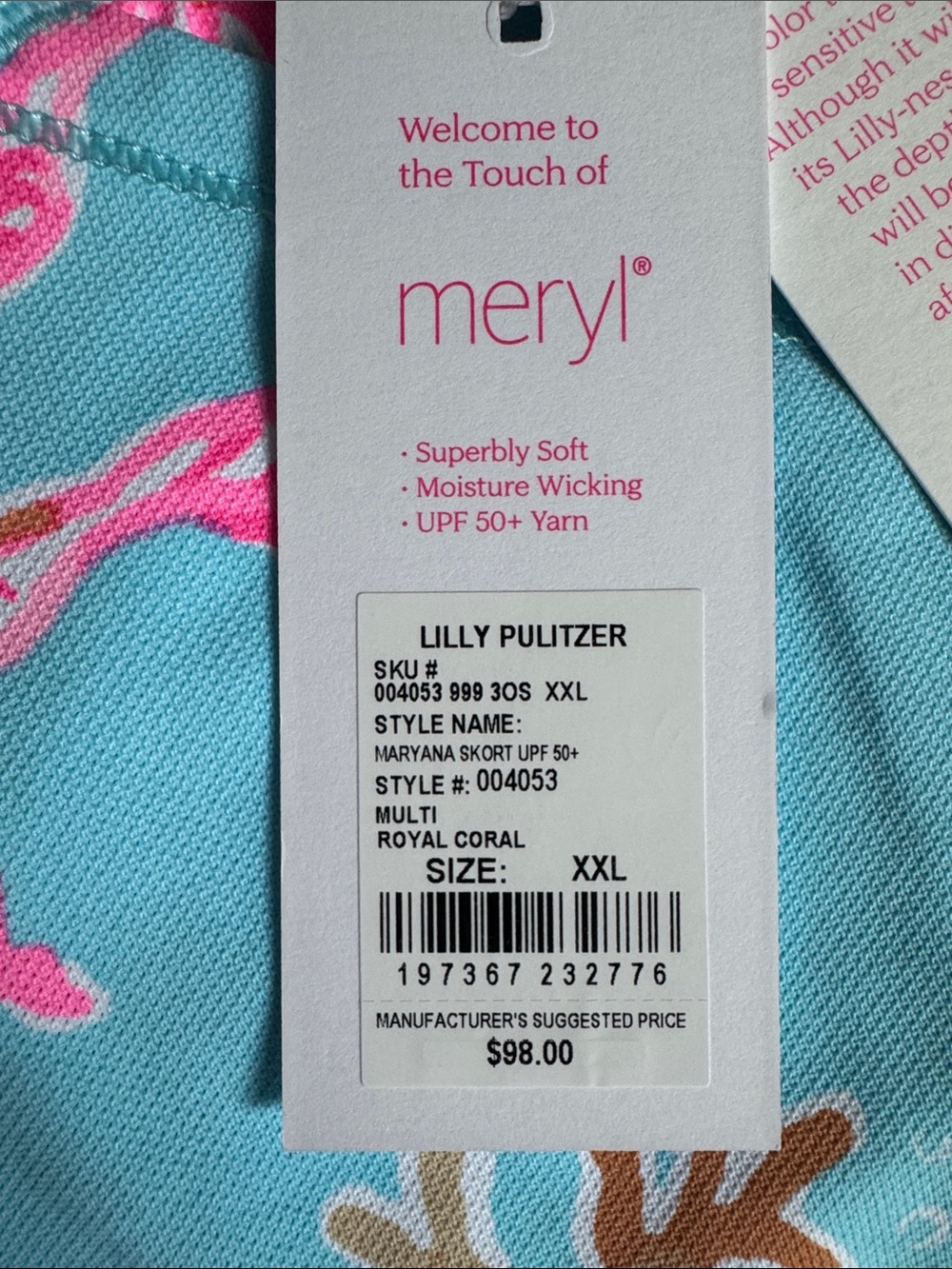 Lilly Pulitzer Maryana Skort in Aqua & Pink XXL NWT - Picture 2 of 4